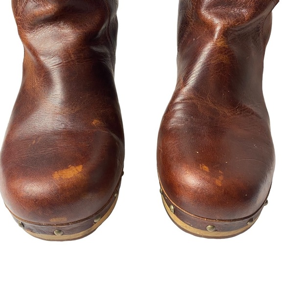 Ugg women’s brown leather clog, Lynnea Shearling ankle pull on boots size 7 - Picture 6 of 12